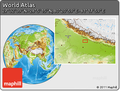 Physical Location Map of the Area around 27° 48' 57" N, 80° 49' 29" E