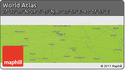 Physical Panoramic Map of the Area around 27° 48' 57" N, 80° 49' 29" E