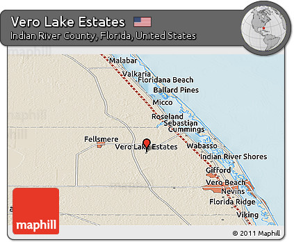 Shaded Relief Panoramic Map of Vero Lake Estates
