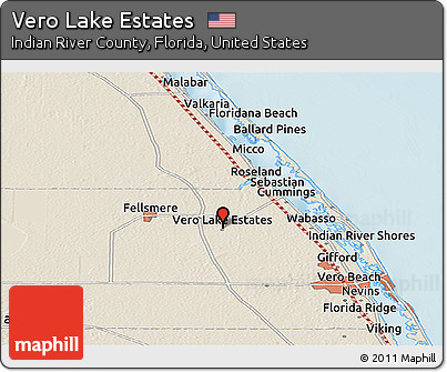 Shaded Relief Panoramic Map of Vero Lake Estates