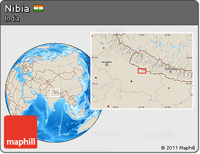 Shaded Relief Location Map of Nibia