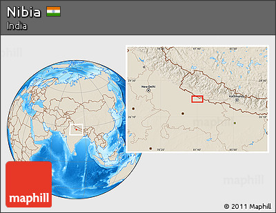 Shaded Relief Location Map of Nibia