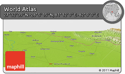 Physical Panoramic Map of the Area around 27° 48' 57" N, 81° 40' 30" E