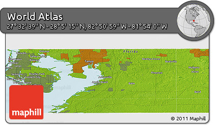 Physical Panoramic Map of the Area around 27° 48' 57" N, 82° 22' 30" W