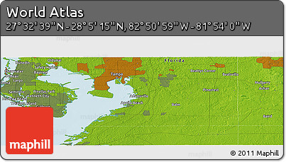 Physical Panoramic Map of the Area around 27° 48' 57" N, 82° 22' 30" W