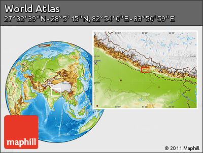 Physical Location Map of the Area around 27° 48' 57" N, 83° 22' 30" E