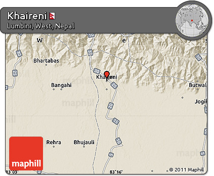 Shaded Relief Map of Khaireni