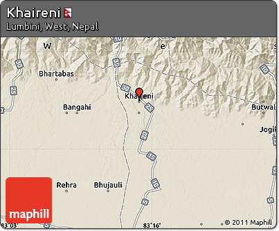 Shaded Relief Map of Khaireni