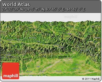 Satellite 3D Map of the Area around 27° 48' 57" N, 84° 13' 29" E