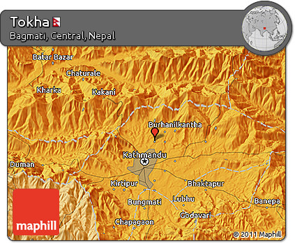Political 3D Map of Tokha