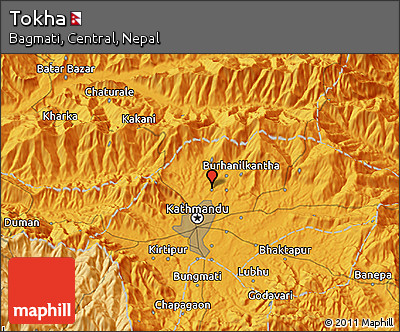 Political 3D Map of Tokha
