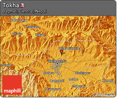 Political 3D Map of Tokha