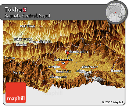 Physical Panoramic Map of Tokha