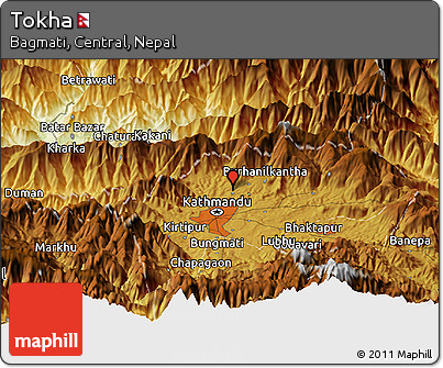 Physical Panoramic Map of Tokha