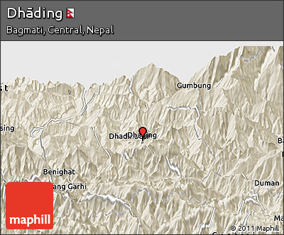 Shaded Relief Panoramic Map of Dhāding