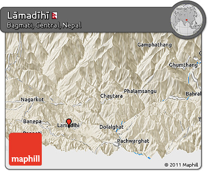 Shaded Relief Panoramic Map of Lāmadīhī