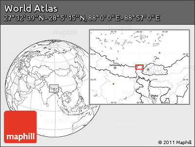 Blank Location Map of the Area around 27° 48' 57" N, 88° 28' 29" E