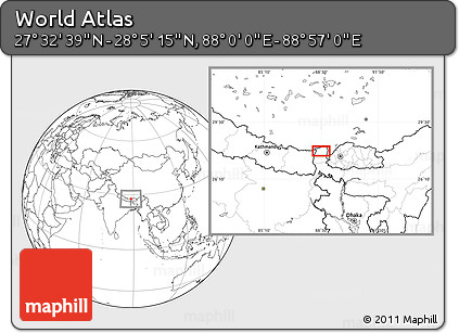 Blank Location Map of the Area around 27° 48' 57" N, 88° 28' 29" E