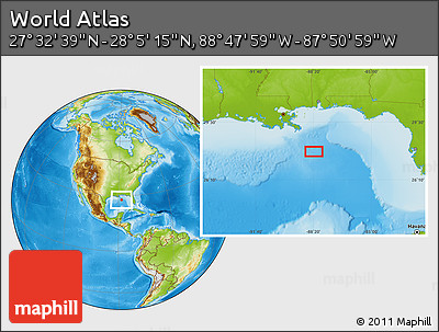 Physical Location Map of the Area around 27° 48' 57" N, 88° 19' 29" W