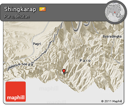 Shaded Relief Panoramic Map of Shingkarap