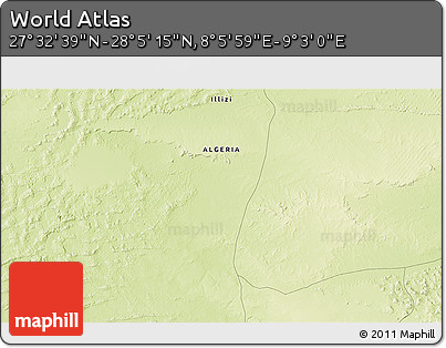 Physical 3D Map of the Area around 27° 48' 57" N, 8° 34' 29" E