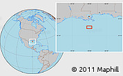 Gray Location Map of the area around 27° 48' 57" N, 90° 1' 30" W