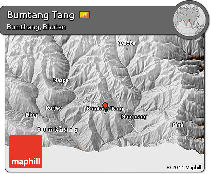 Physical 3D Map of Bumtang Tang