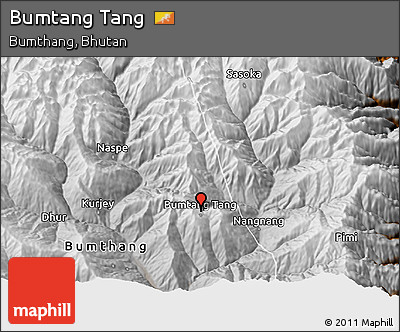 Physical 3D Map of Bumtang Tang