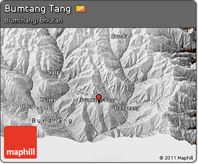 Physical 3D Map of Bumtang Tang