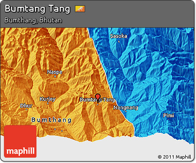 Political 3D Map of Bumtang Tang