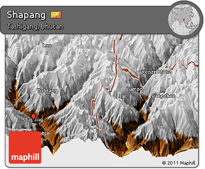 Physical Panoramic Map of Shapang