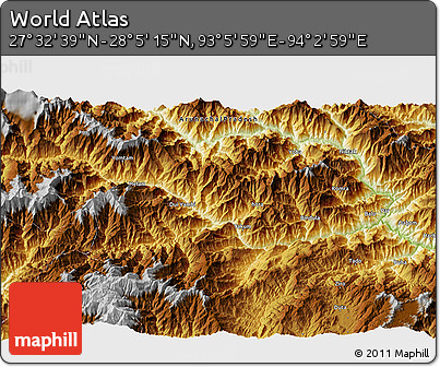Physical 3D Map of the Area around 27° 48' 57" N, 93° 34' 29" E