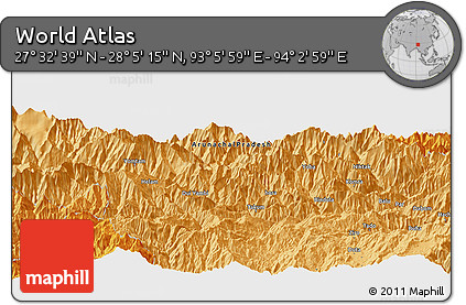 Political Panoramic Map of the Area around 27° 48' 57" N, 93° 34' 29" E