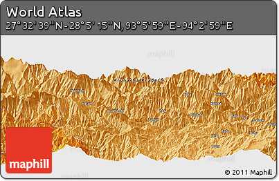 Political Panoramic Map of the Area around 27° 48' 57" N, 93° 34' 29" E