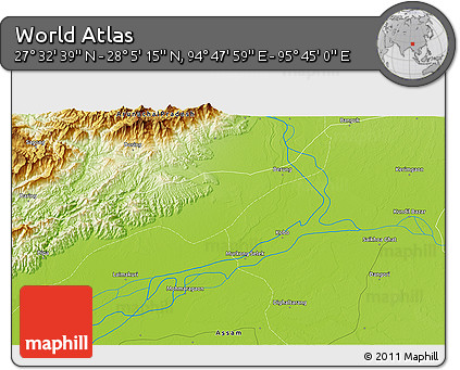 Physical 3D Map of the Area around 27° 48' 57" N, 95° 16' 30" E