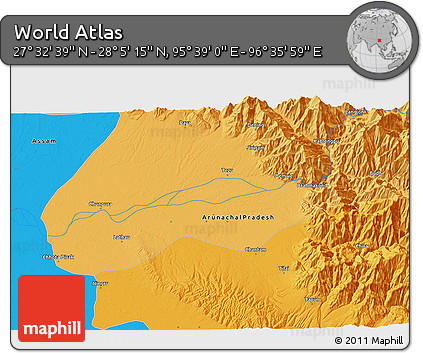 Political 3D Map of the Area around 27° 48' 57" N, 96° 7' 30" E