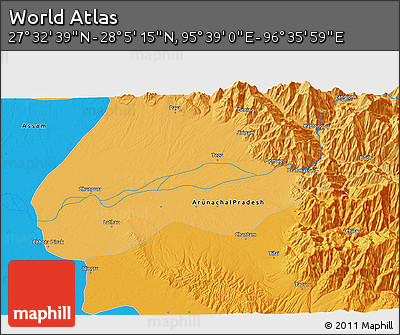 Political 3D Map of the Area around 27° 48' 57" N, 96° 7' 30" E
