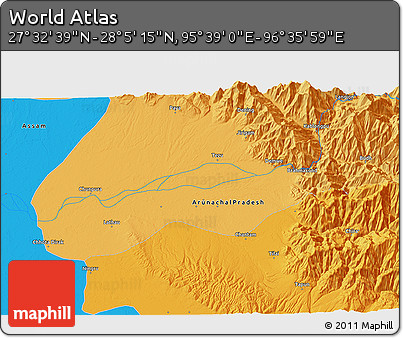 Political 3D Map of the Area around 27° 48' 57" N, 96° 7' 30" E