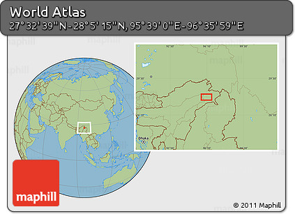 Savanna Style Location Map of the Area around 27° 48' 57" N, 96° 7' 30" E