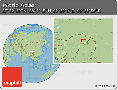 Savanna Style Location Map of the Area around 27° 48' 57" N, 96° 7' 30" E