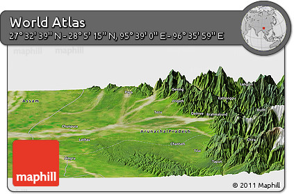 Satellite Panoramic Map of the Area around 27° 48' 57" N, 96° 7' 30" E