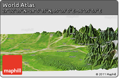 Satellite Panoramic Map of the Area around 27° 48' 57" N, 96° 7' 30" E