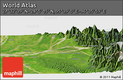 Satellite Panoramic Map of the Area around 27° 48' 57" N, 96° 7' 30" E