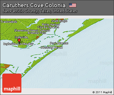 Physical Panoramic Map of Caruthers Cove Colonia