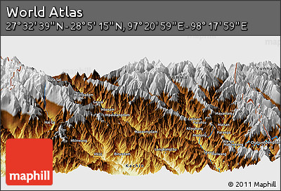 Physical Panoramic Map of the Area around 27° 48' 57" N, 97° 49' 29" E