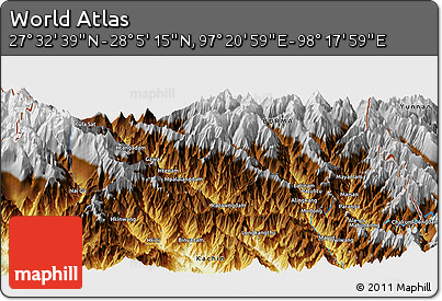 Physical Panoramic Map of the Area around 27° 48' 57" N, 97° 49' 29" E