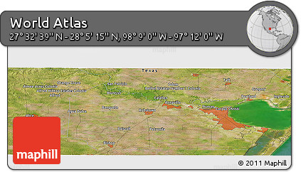 Satellite Panoramic Map of the Area around 27° 48' 57" N, 97° 40' 30" W