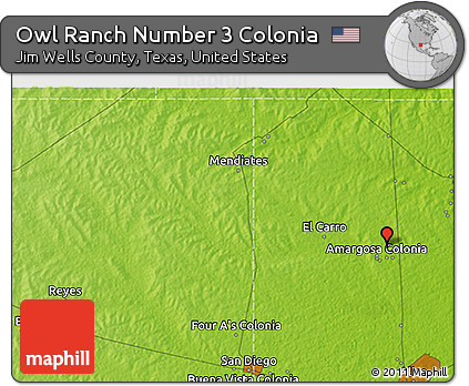 Physical 3D Map of Owl Ranch Number 3 Colonia