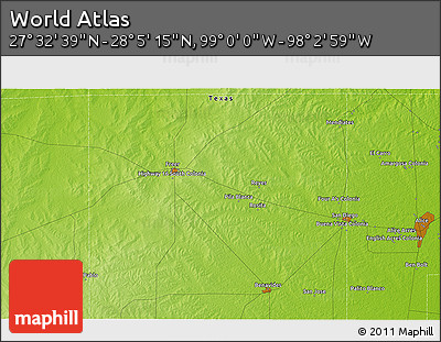 Physical 3D Map of the Area around 27° 48' 57" N, 98° 31' 30" W