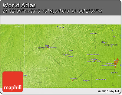 Physical 3D Map of the Area around 27° 48' 57" N, 98° 31' 30" W